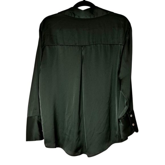 Zara Womens Satin Effect Shirt- Dark Green Button Down Blouse- Size Medium - Picture 11 of 16